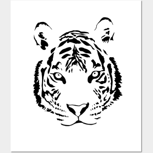 White Tiger Black Print Posters and Art